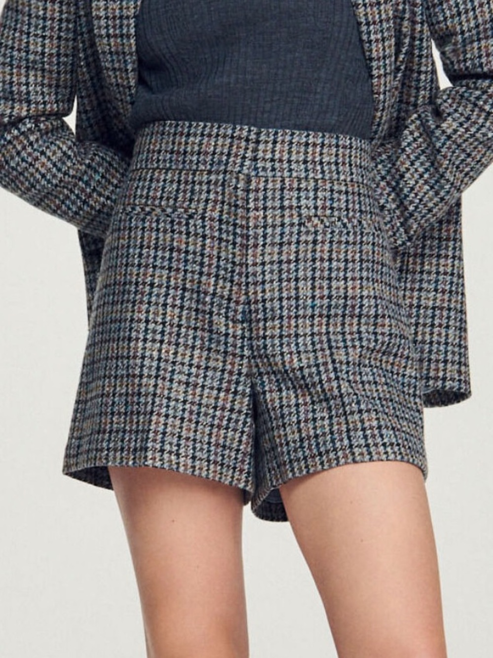 SANDRO Tweed Tailored High-Waist Women’s Shorts